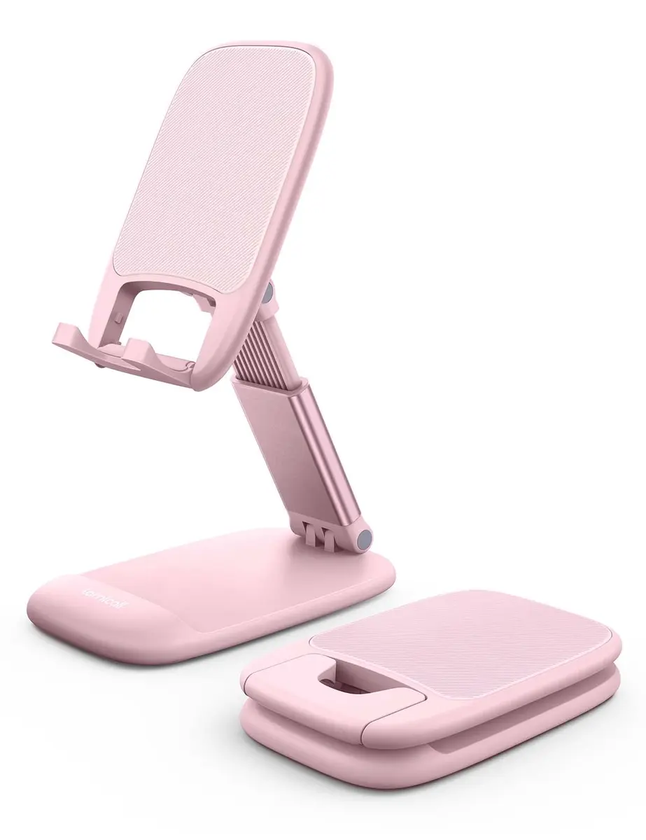 Lamicall Pink Phone Holder, Desk Accessories - Rose Gold Office Stand, Adjustable & Foldable (4-8 inch phones) - main product image