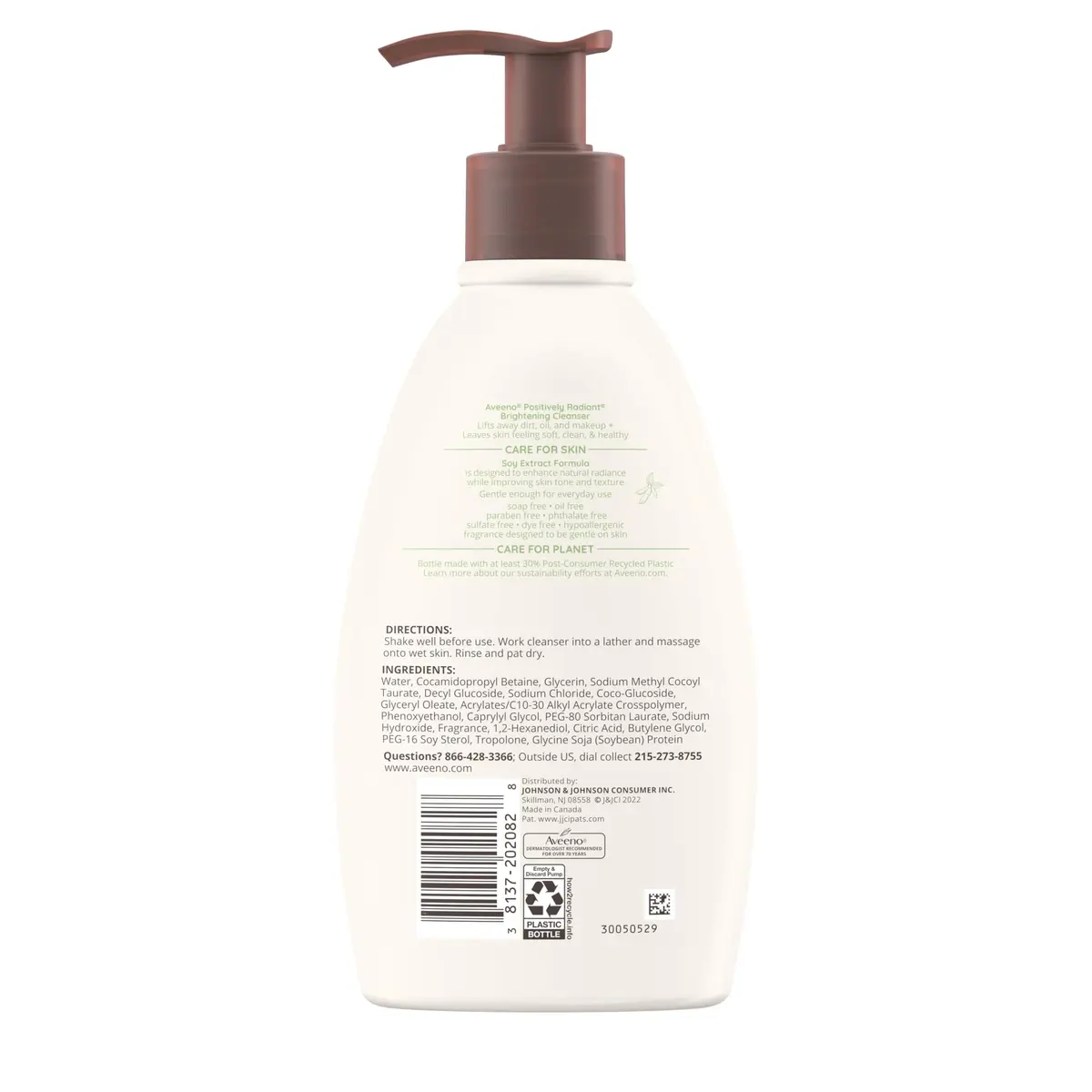 Aveeno Positively Radiant Brightening Facial Cleanser, 11 fl. oz | Gentle daily face wash with soy extract for radiant skin - view 9