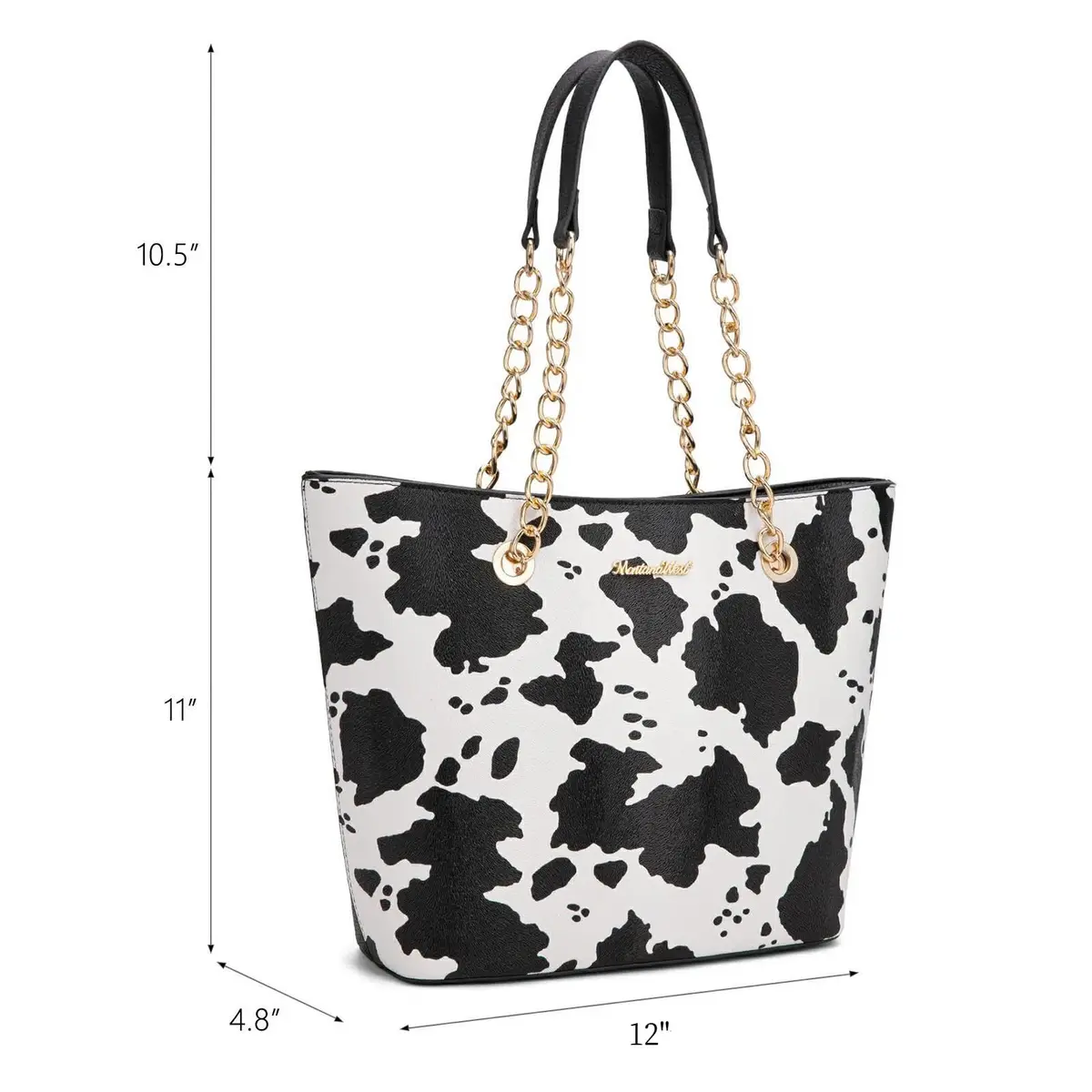 Montana West Tote Bag for Women Chain Top-handle Satchel Handbags Ladies Purses Shoulder Bags MWC-0391BK/COW 31.75 cm (12.5 in) | Elegant PU Leather with Golden Chain Handle - view 9