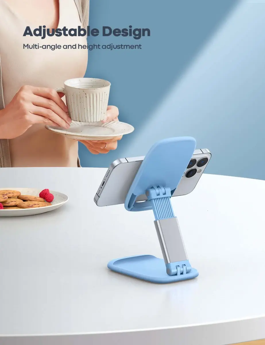 Lamicall Blue Cell Phone Stand for 4-8'' Smartphone | Adjustable Height & Angle Desk Accessory - view 2