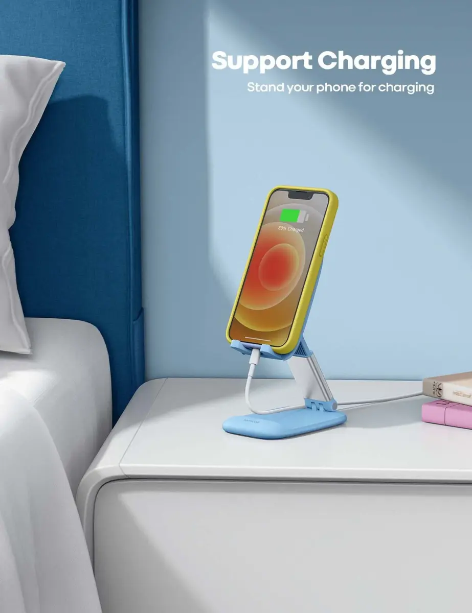 Lamicall Blue Cell Phone Stand for 4-8'' Smartphone | Adjustable Height & Angle Desk Accessory - view 3
