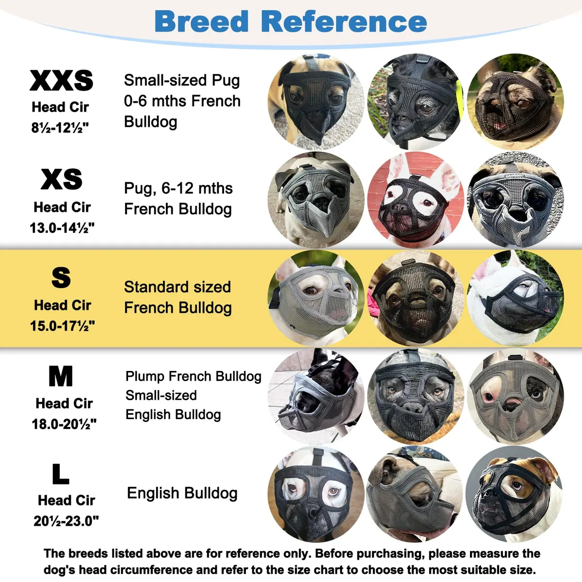 BARKLESS French Bulldog Muzzle Size S (15.0-17.5'') | Breathable Mesh for Short Snout Dogs - view 5