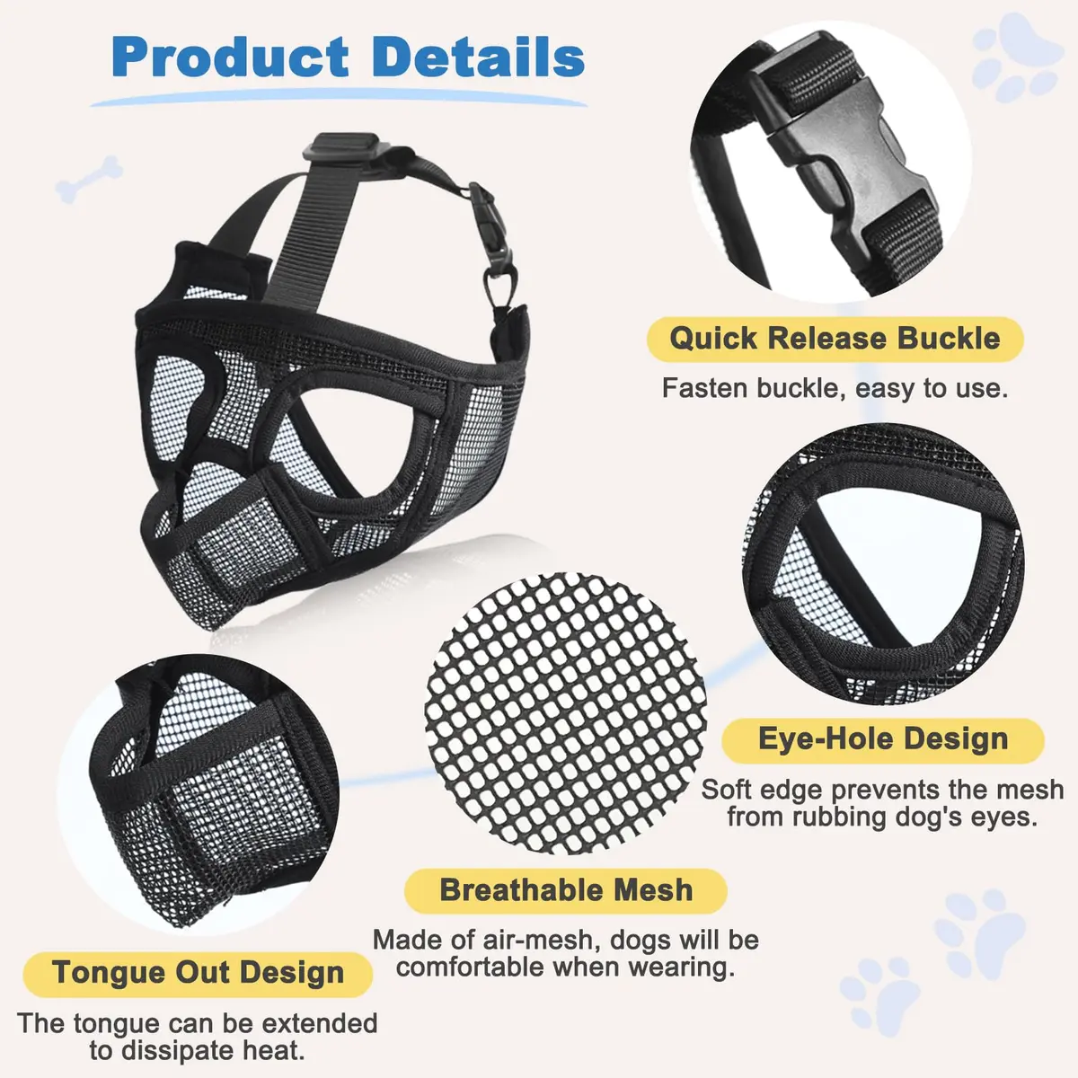 BARKLESS French Bulldog Muzzle Size S (15.0-17.5'') | Breathable Mesh for Short Snout Dogs - view 8