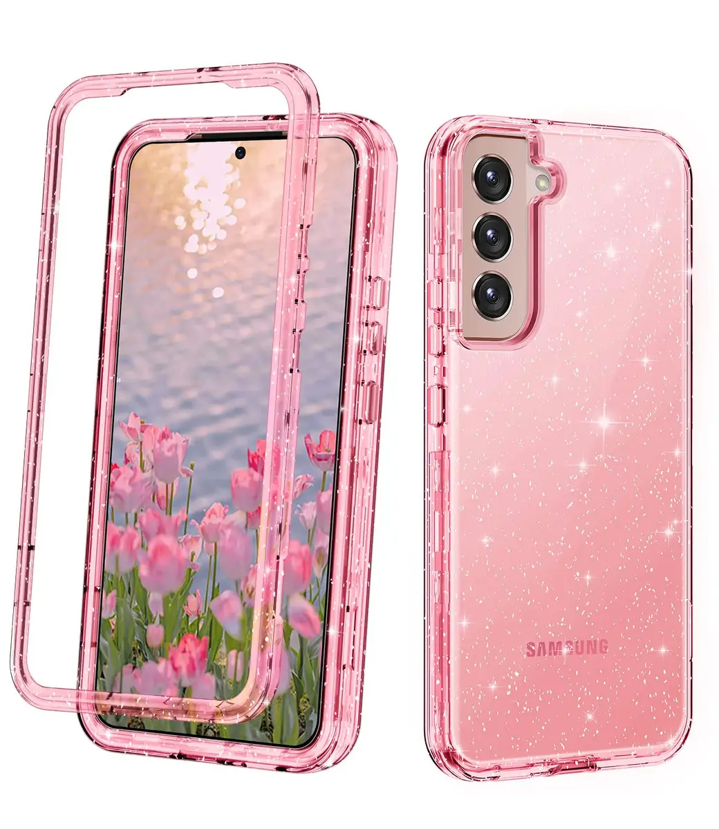 Btscase Pink Glitter Marble Case for Samsung Galaxy S22 5G 6.1 Inch | 3-Layer Shockproof Protection - main product image