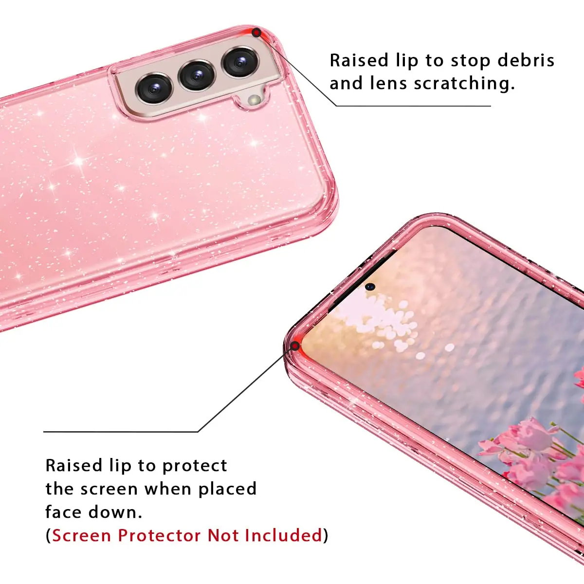 Btscase Pink Glitter Marble Case for Samsung Galaxy S22 5G 6.1 Inch | 3-Layer Shockproof Protection - view 5