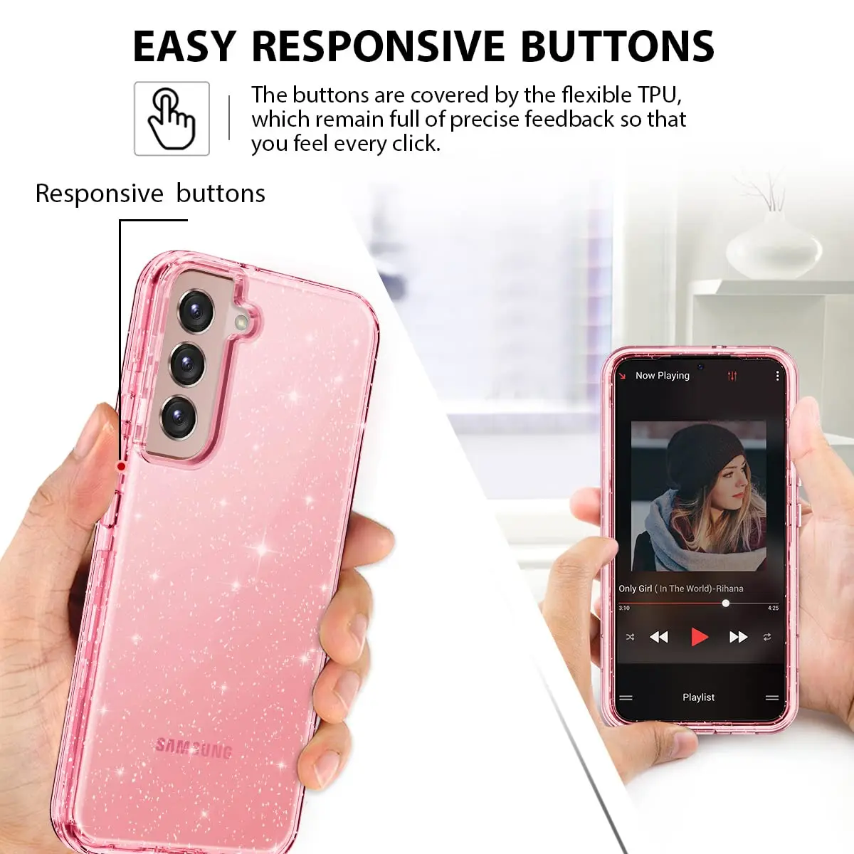 Btscase Pink Glitter Marble Case for Samsung Galaxy S22 5G 6.1 Inch | 3-Layer Shockproof Protection - view 6