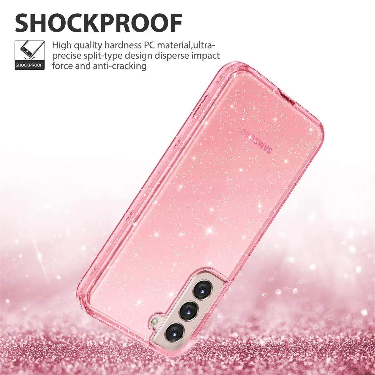 Btscase Pink Glitter Marble Case for Samsung Galaxy S22 5G 6.1 Inch | 3-Layer Shockproof Protection - view 3