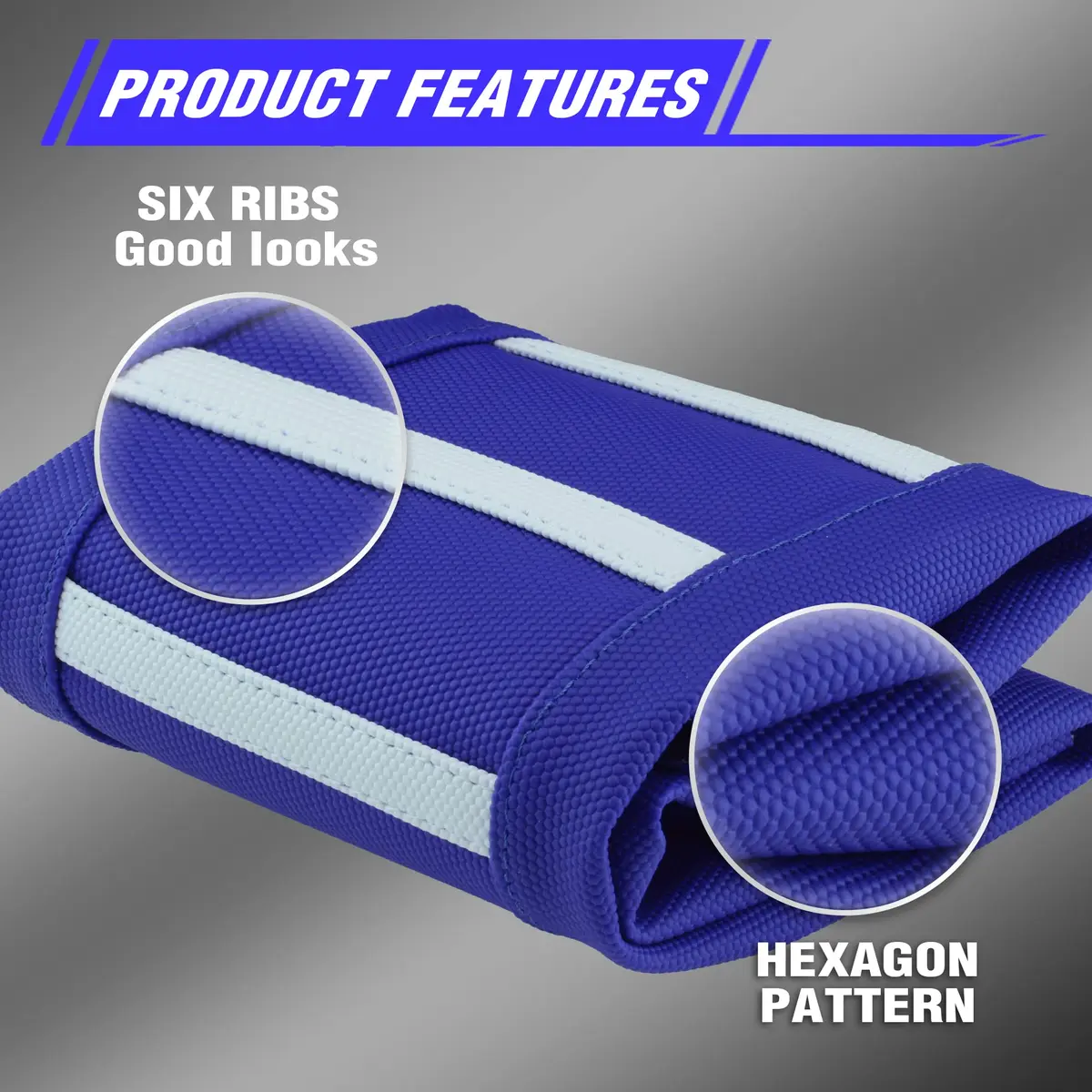 fewfuss Dirt Bike Seat Cover - White Stripe Universal Seat Cover for Dirt Bike - Motorcycle Enduro Seat (Blue) | Waterproof & Grippy - view 5