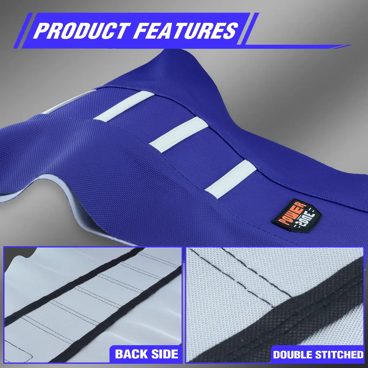 fewfuss Dirt Bike Seat Cover - White Stripe Universal Seat Cover for Dirt Bike - Motorcycle Enduro Seat (Blue) | Waterproof & Grippy - view 8