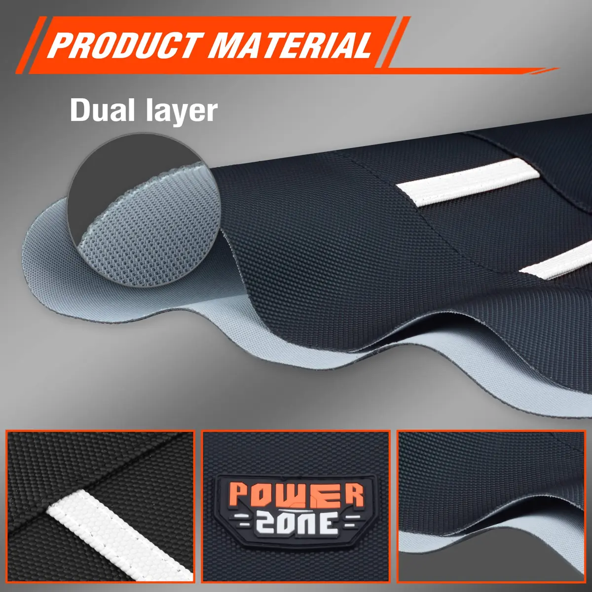 fewfuss White Stripe Motorcycle Seat Cover | Waterproof & Universal Fit in Black - view 9