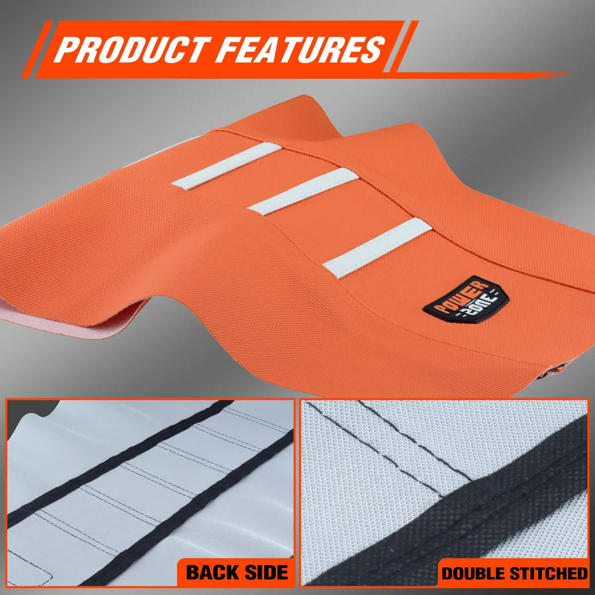 fewfuss Dirt Bike Seat Cover - Orange Striped Universal Seat Cover for Dirt Bike - Motorcycle Enduro Seat (One Size) - view 8