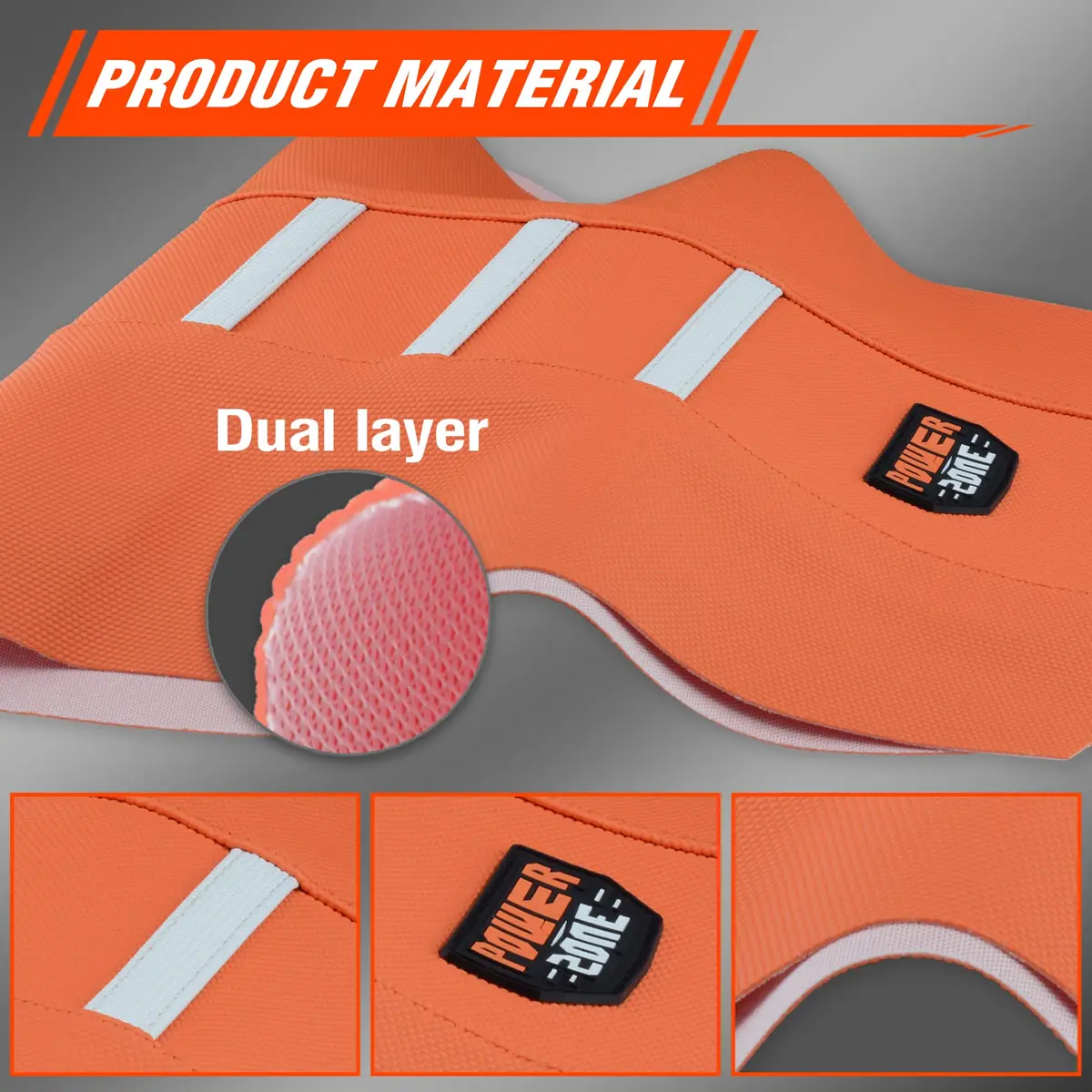 fewfuss Dirt Bike Seat Cover - Orange Striped Universal Seat Cover for Dirt Bike - Motorcycle Enduro Seat (One Size) - view 9