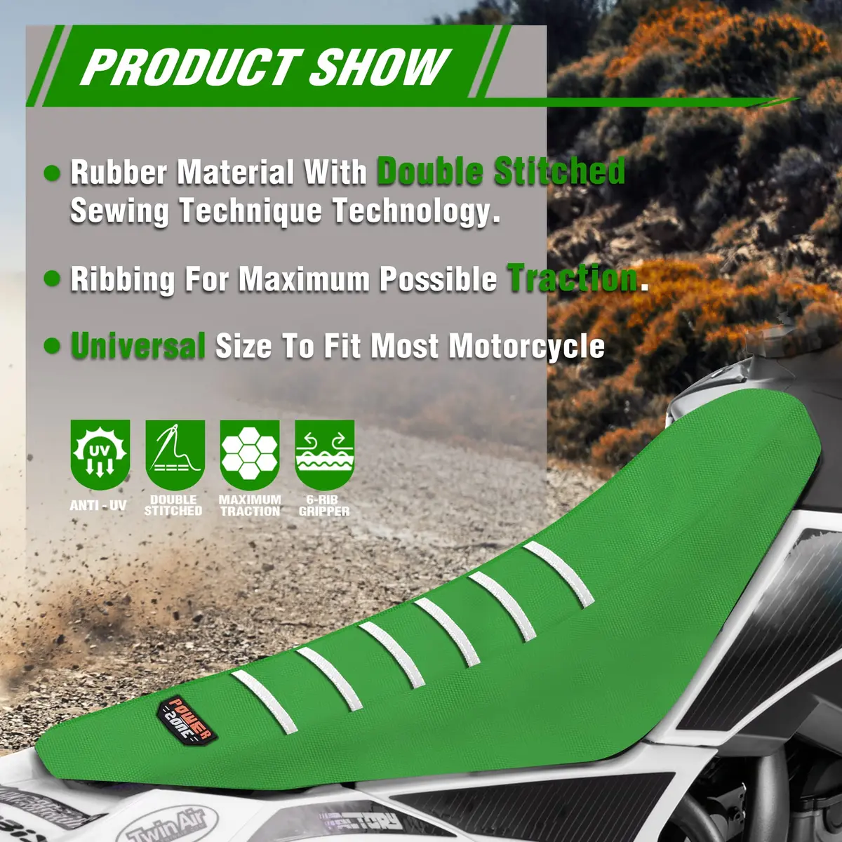fewfuss Dirt Bike Seat Cover - Green Universal Seat Cover for Motorcycle Enduro | Waterproof & Thick - view 4