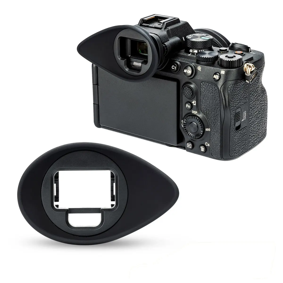 JJC Large Version Eyecup for Sony A7IV A7RV A9III A7SIII A1 Cameras | 360° Rotating Oval Extension Viewfinder Eyeshade, Replaces FDA-EP19 - main product image