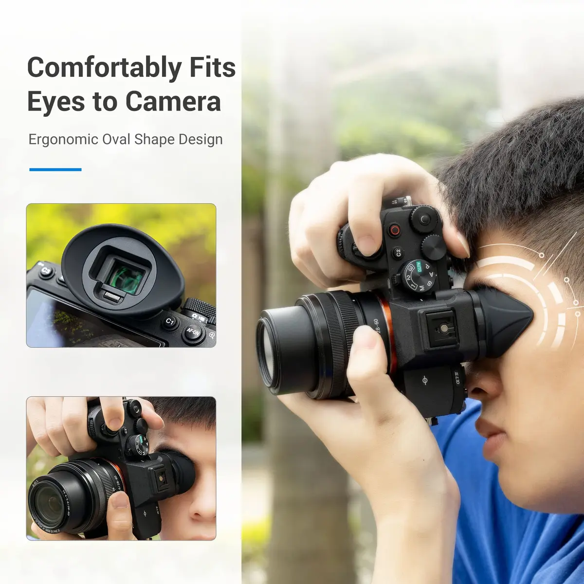 JJC Large Version Eyecup for Sony A7IV A7RV A9III A7SIII A1 Cameras | 360° Rotating Oval Extension Viewfinder Eyeshade, Replaces FDA-EP19 - view 5