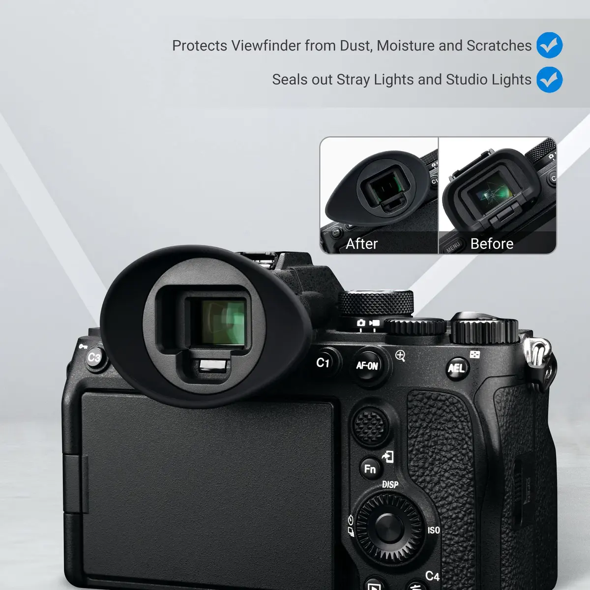 JJC Large Version Eyecup for Sony A7IV A7RV A9III A7SIII A1 Cameras | 360° Rotating Oval Extension Viewfinder Eyeshade, Replaces FDA-EP19 - view 6
