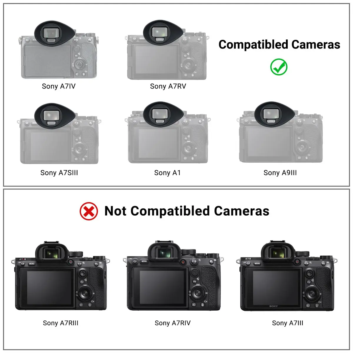JJC Large Version Eyecup for Sony A7IV A7RV A9III A7SIII A1 Cameras | 360° Rotating Oval Extension Viewfinder Eyeshade, Replaces FDA-EP19 - view 4