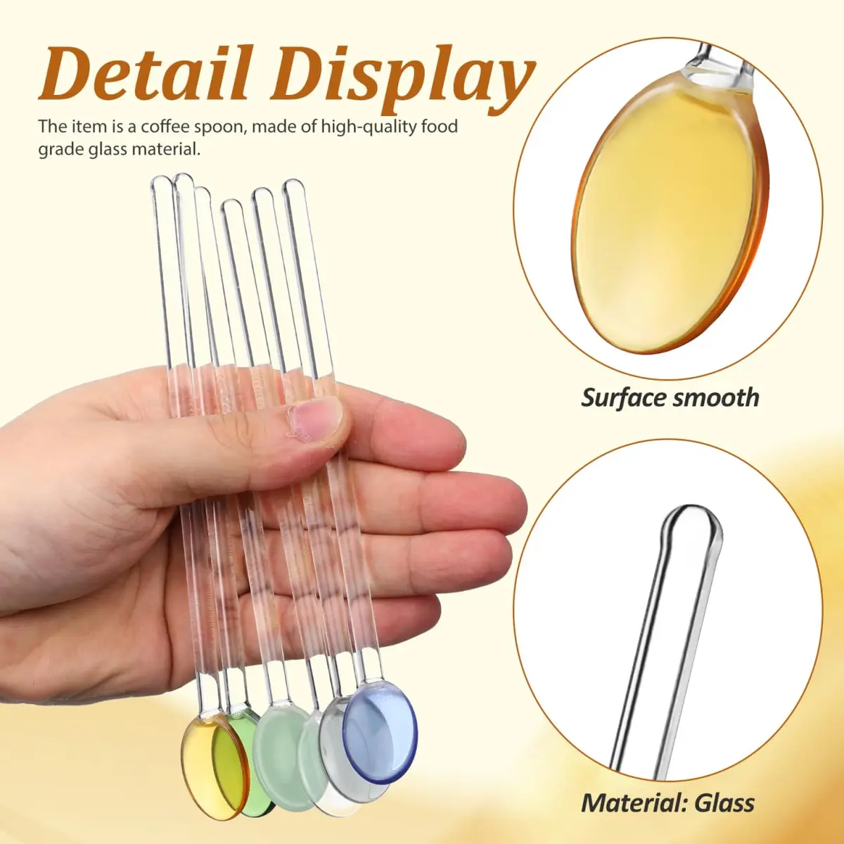 DOITOOL Glass Stirring Spoons Set of 6 Heat Resistant Long Handle Dessert and Coffee Spoons 13cm (5.1 Inch) | Elegant Design for Cocktails, Tea, Espresso - view 5