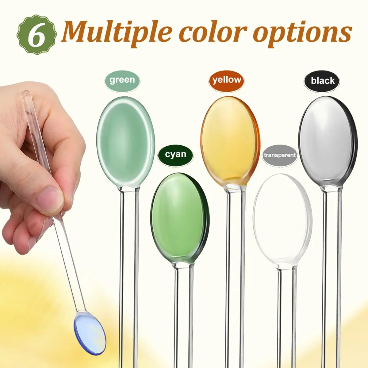DOITOOL Glass Stirring Spoons Set of 6 Heat Resistant Long Handle Dessert and Coffee Spoons 13cm (5.1 Inch) | Elegant Design for Cocktails, Tea, Espresso - view 6