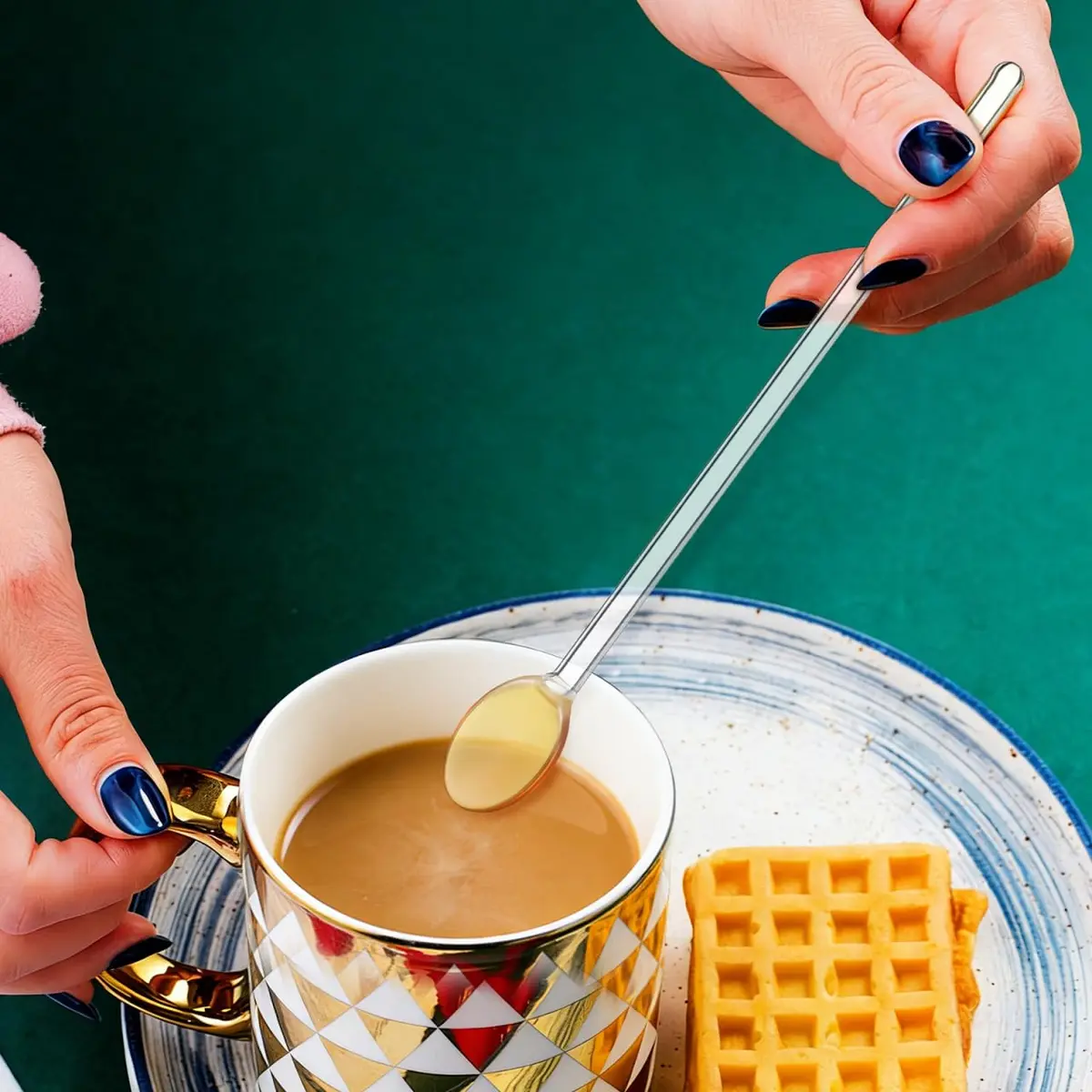 DOITOOL Glass Stirring Spoons Set of 6 Heat Resistant Long Handle Dessert and Coffee Spoons 13cm (5.1 Inch) | Elegant Design for Cocktails, Tea, Espresso - view 8