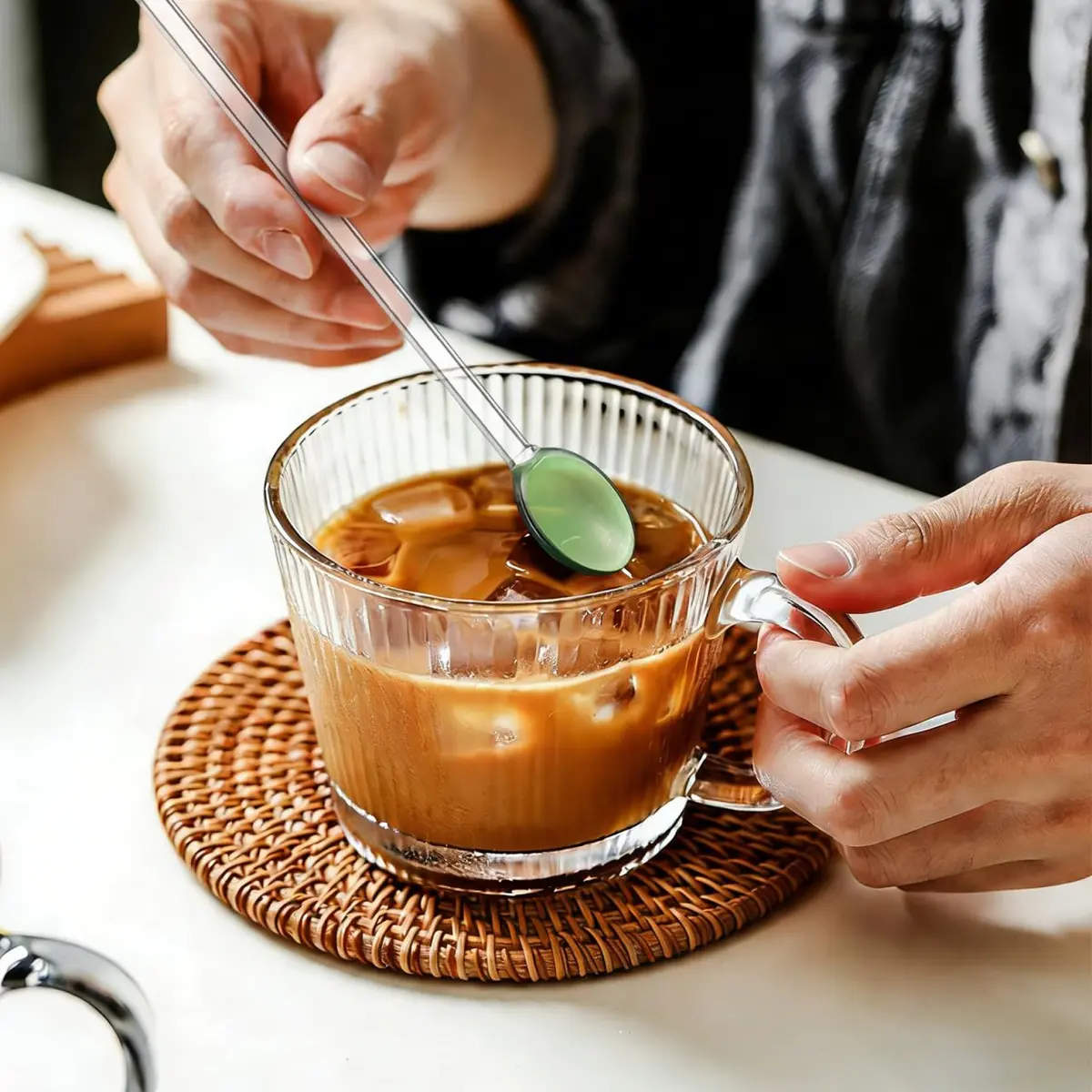 DOITOOL Glass Stirring Spoons Set of 6 Heat Resistant Long Handle Dessert and Coffee Spoons 13cm (5.1 Inch) | Elegant Design for Cocktails, Tea, Espresso - view 3