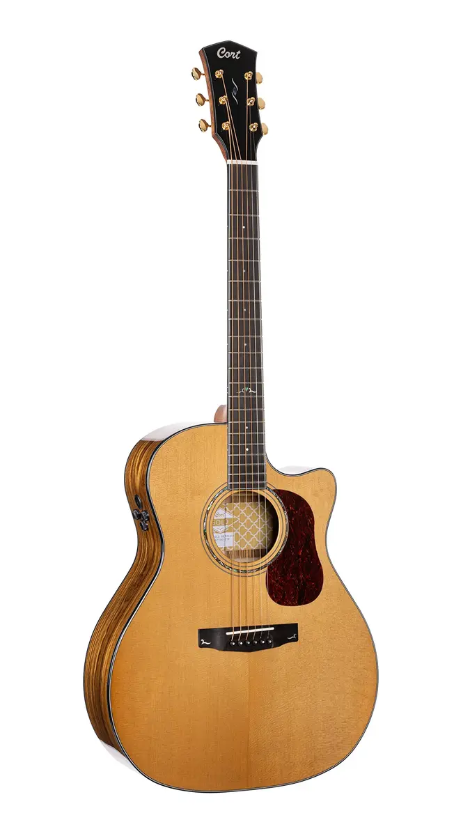 Cort Gold Series Acoustic-Electric Guitar, Natural Glossy (GOLDA6-BO) | Solid Sitka Spruce Top & Bocote Back - main product image