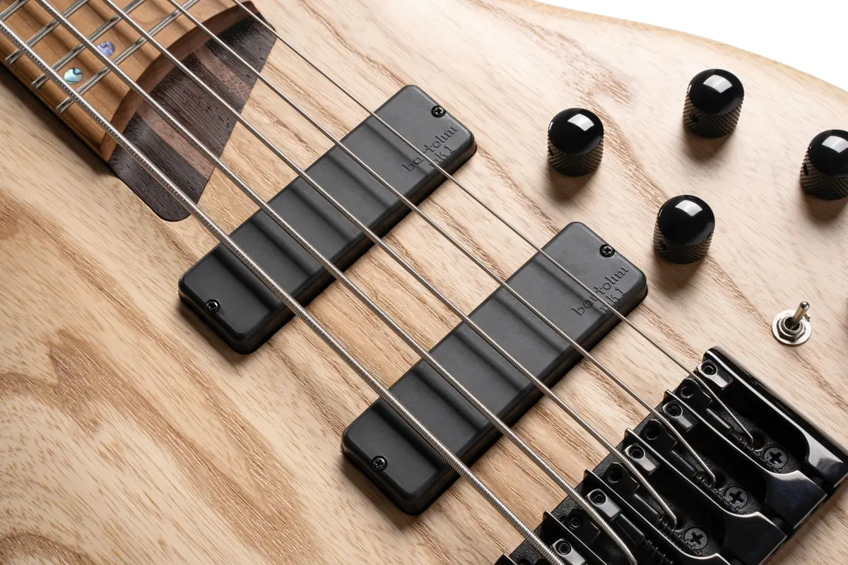 Cort B5 Element 5-String Bass Guitar Open Pore Natural | Roasted Maple Neck & Bartolini Pickups - view 3