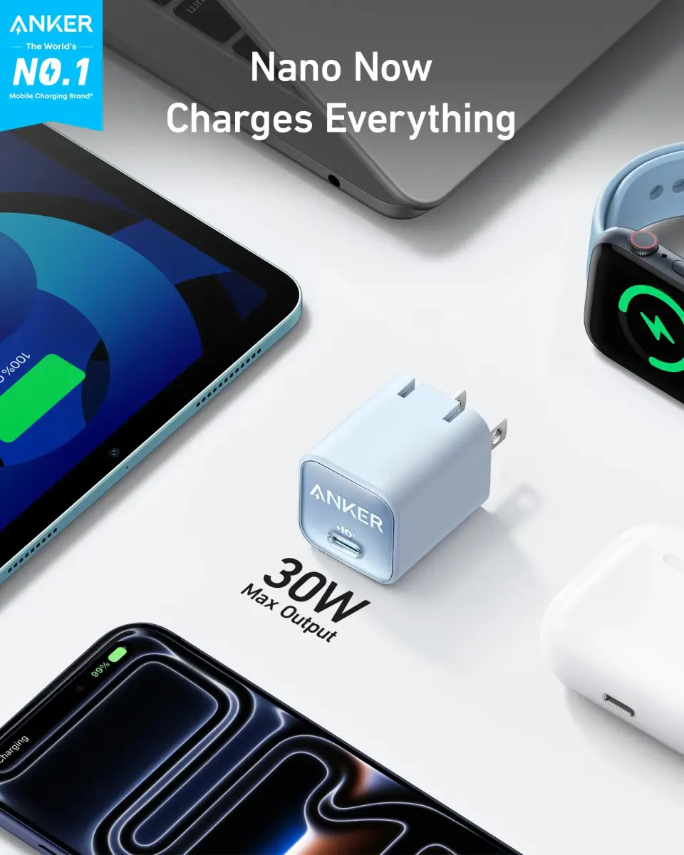 Anker Nano 3 30W GaN USB C Charger | Fast Charging for iPhone, iPad, MacBook Air - view 2