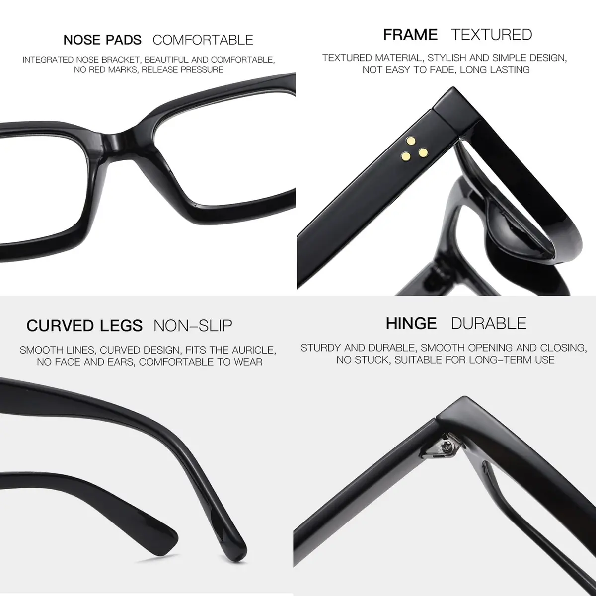 EYLRIM Classic Thick Square Frame Eyeglasses for Women Men Non Prescription 50mm | Clear Lens, Unisex - view 4
