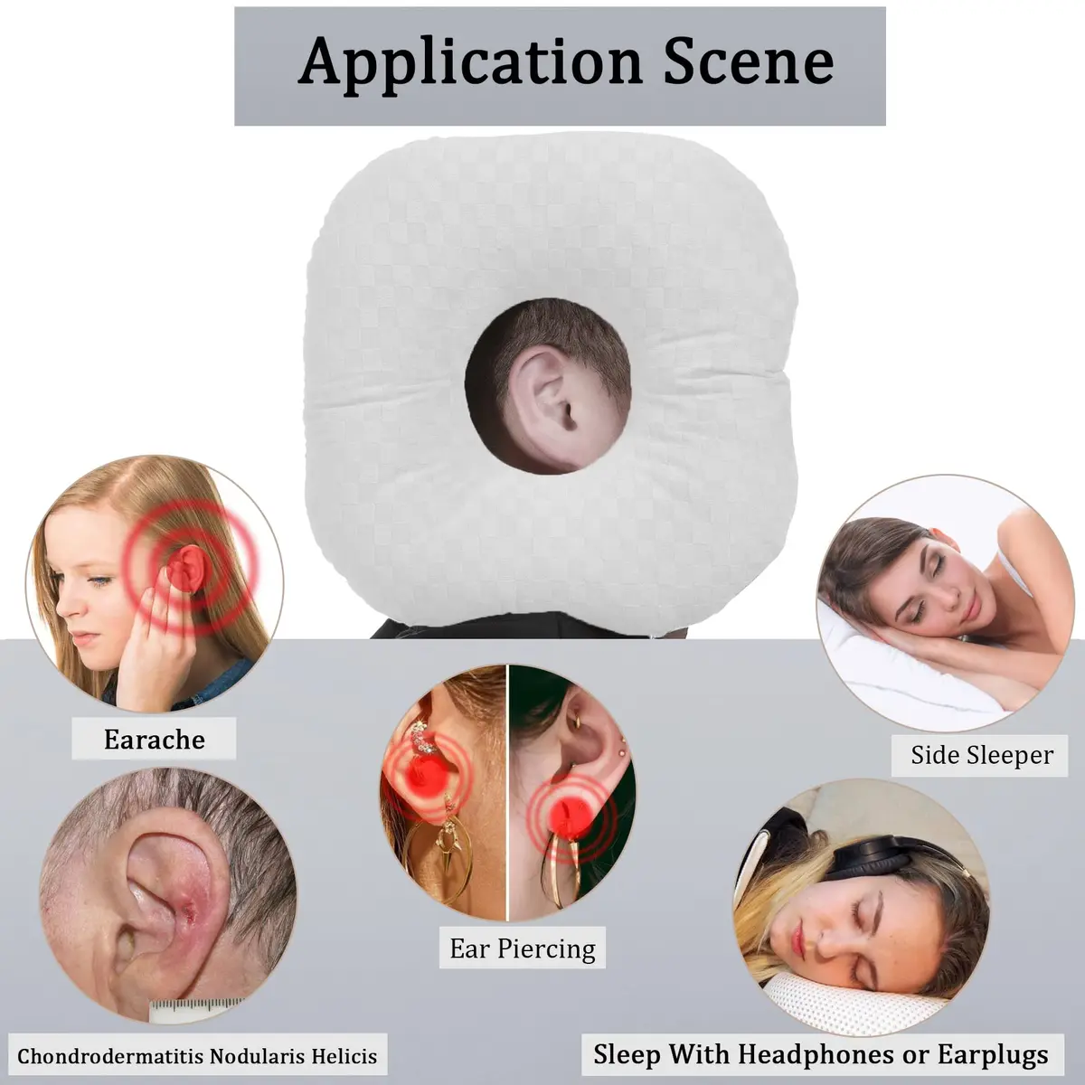 Wuronsa Ear Piercing Pillow with Hole for Cartilage Piercings, CNH Support | Adjustable Cotton Pillow for Ear Pain Relief - view 2