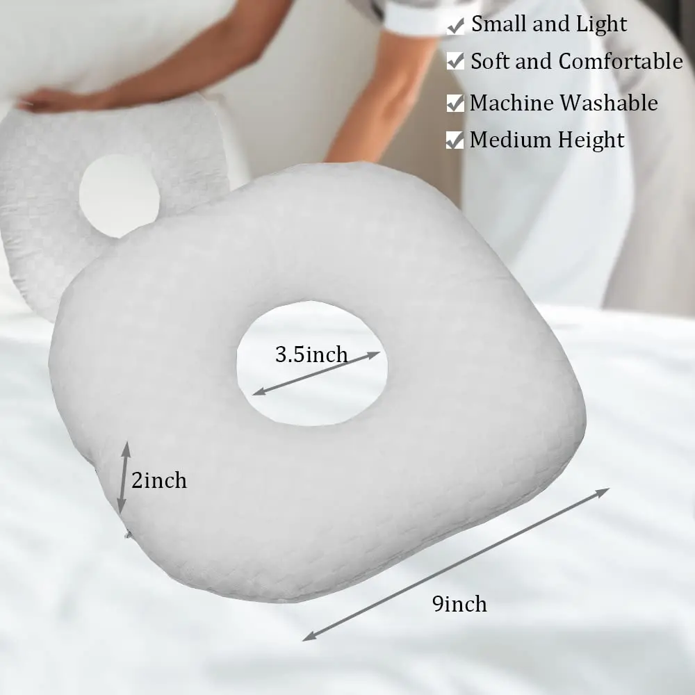Wuronsa Ear Piercing Pillow with Hole for Cartilage Piercings, CNH Support | Adjustable Cotton Pillow for Ear Pain Relief - view 3