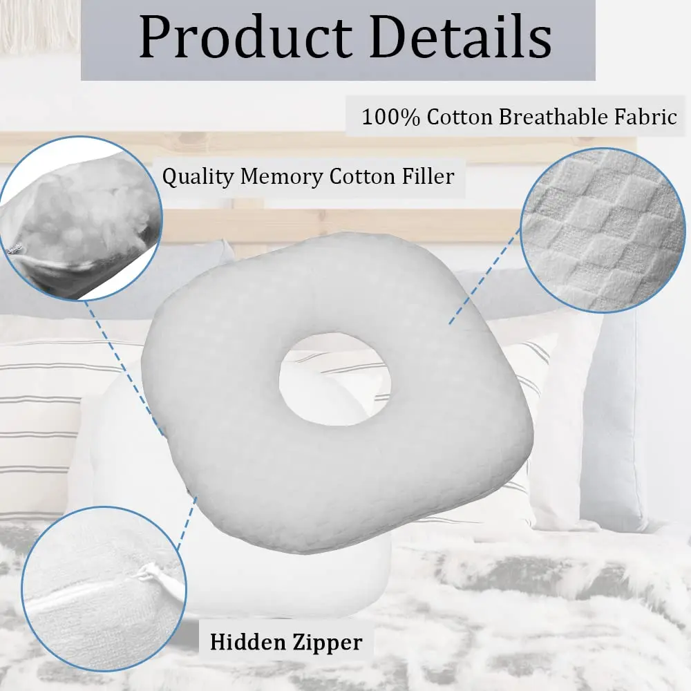 Wuronsa Ear Piercing Pillow with Hole for Cartilage Piercings, CNH Support | Adjustable Cotton Pillow for Ear Pain Relief - view 4