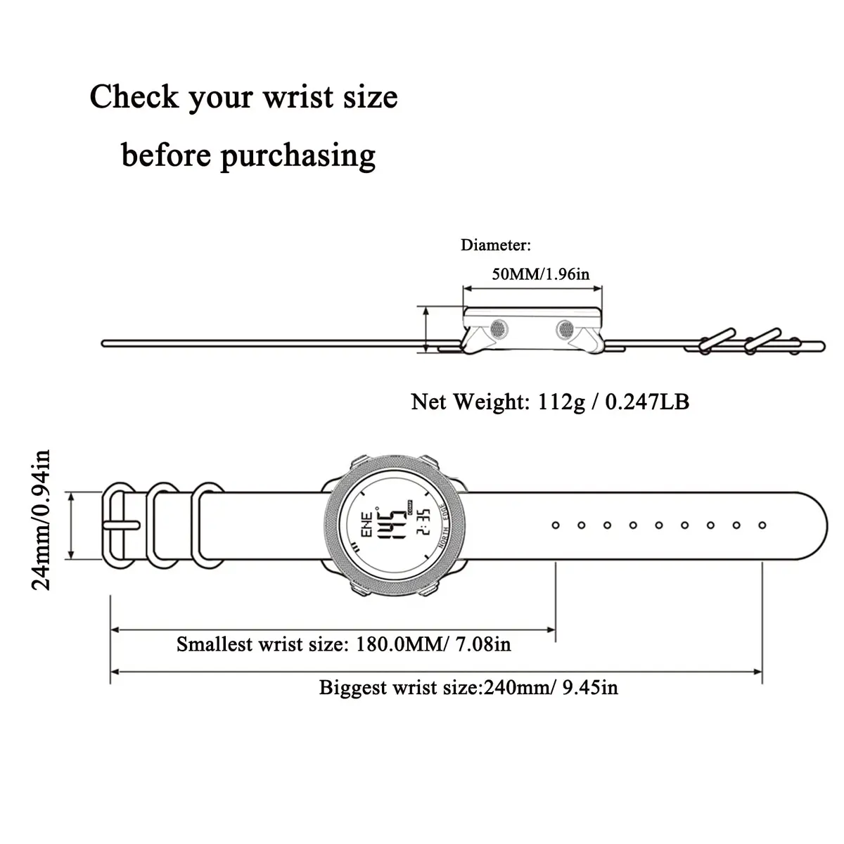 NORTH EDGE Apache Outdoor Digital Watch for Men 50mm (1.97in) | ABC Sensors, Weather Trend, 50M Water Resistance - view 7