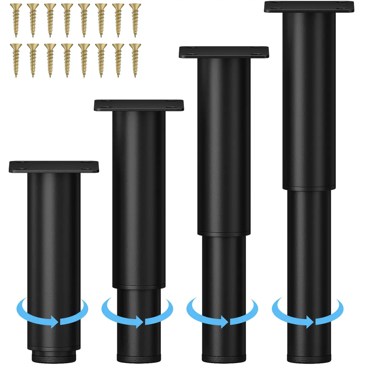 Wlrrcwdttc Metal Adjustable Furniture Legs 5.12-9.45 inch | Heavy Load Support - main product image