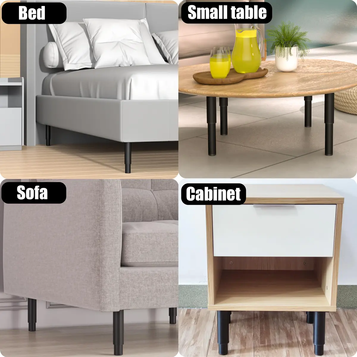 Wlrrcwdttc Metal Adjustable Furniture Legs 5.12-9.45 inch | Heavy Load Support - view 3