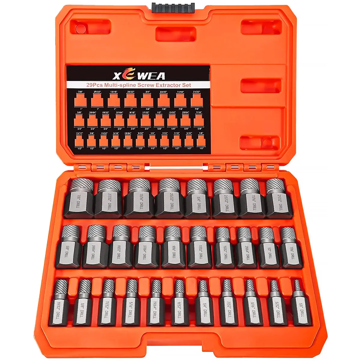 XEWEA 29PCS Screw Extractor Set Hex Head Multi-Spline, Bolt Extractor Kit | Durable Chrome Molybdenum Steel (70-120c) - main product image