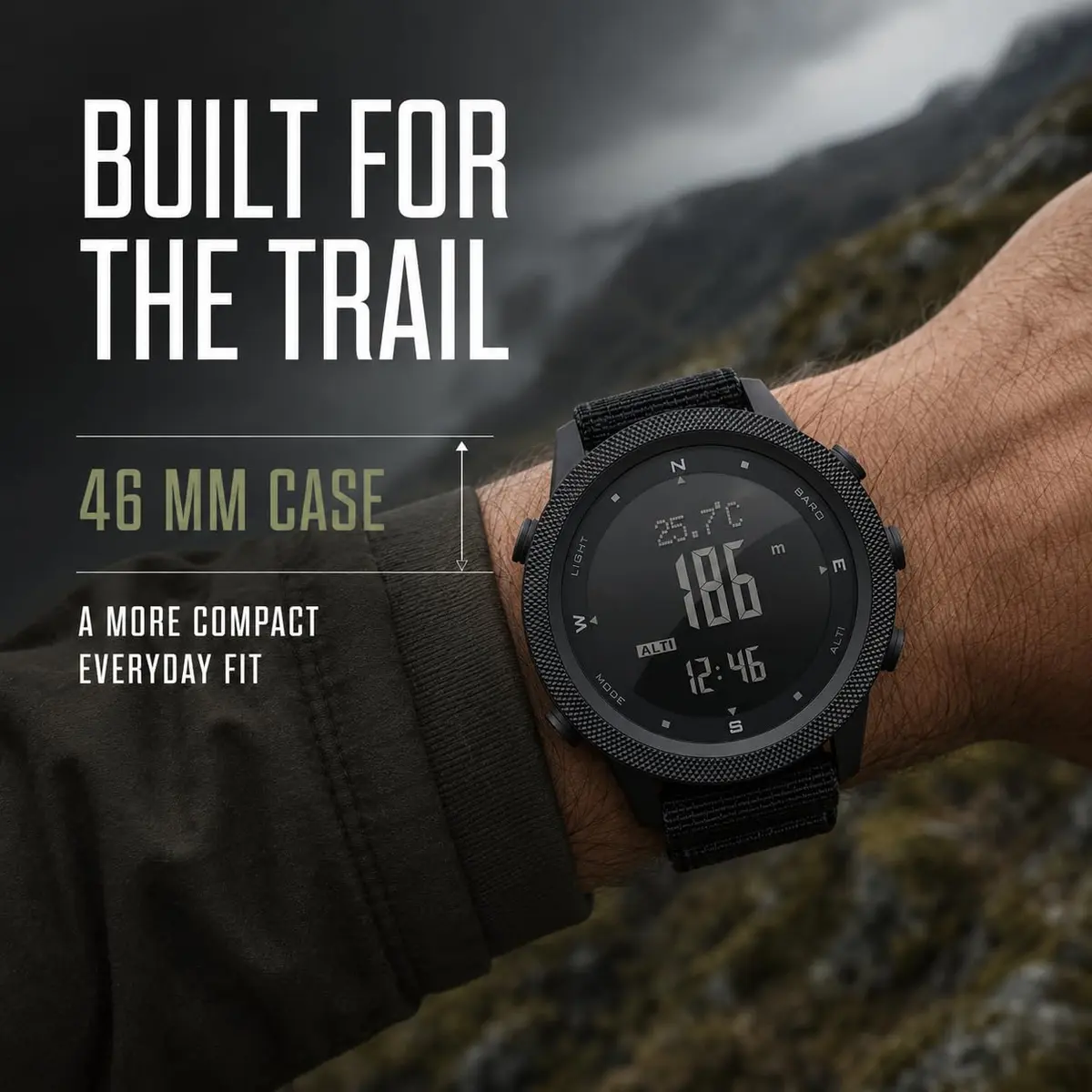 NORTH EDGE Apache 46mm Digital Watch for Men | Rugged Outdoor ABC Watch with Compass, Altimeter, Barometer & 50M Water Resistance - view 7