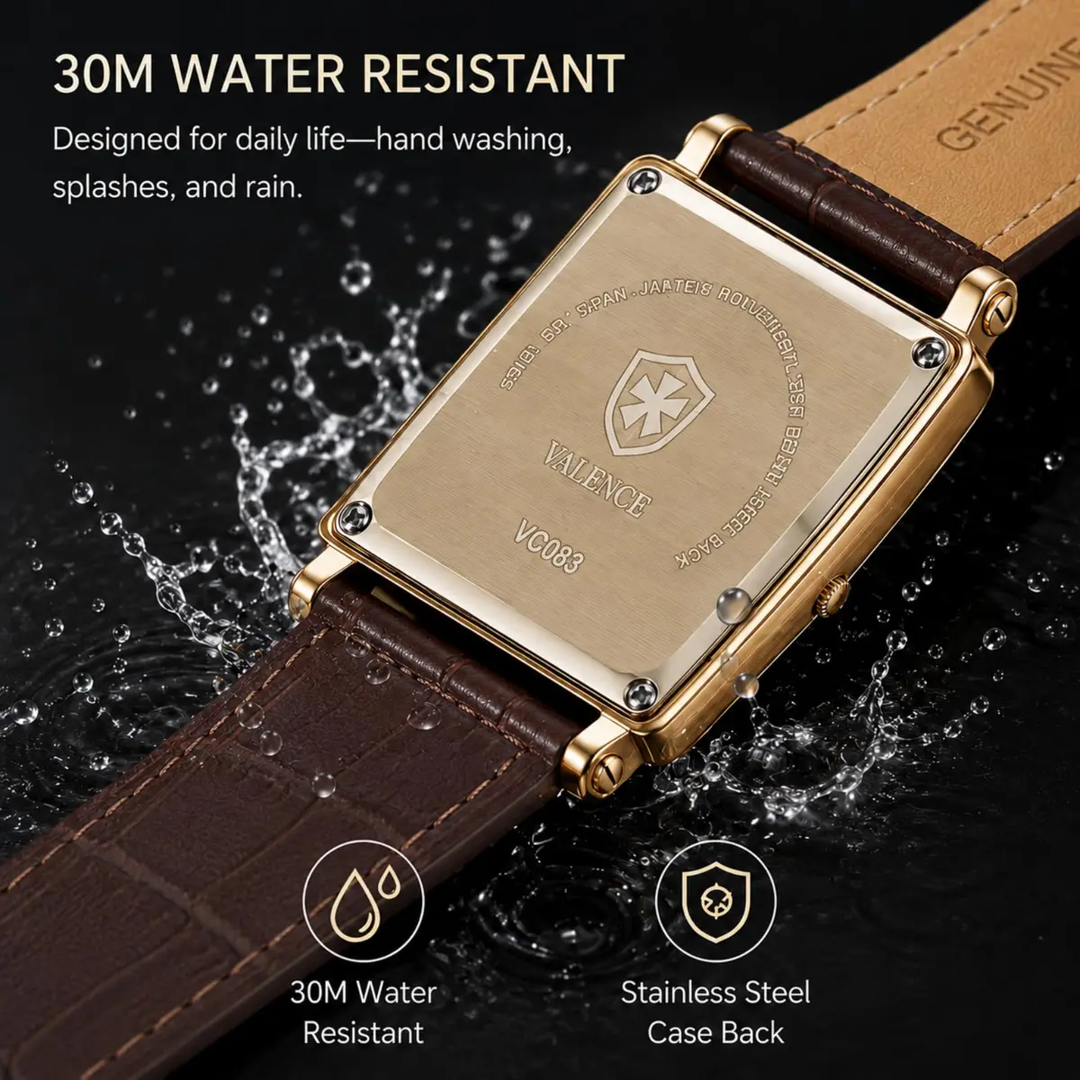 Valence Vintage Women Watch for Pragmatism | Classic Retro Style with Japanese Quartz (33mm×41mm, Brown Leather) - view 9