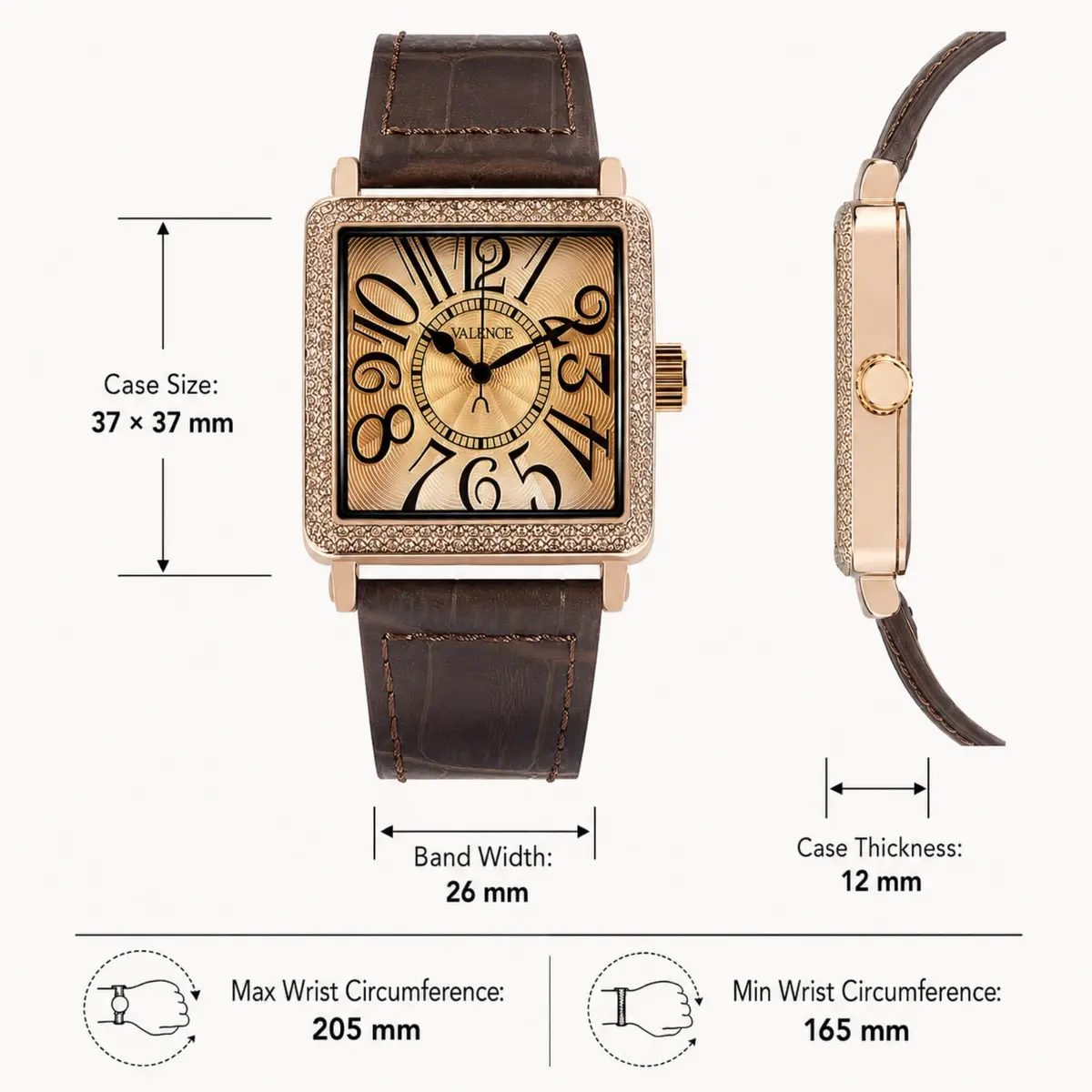 Valence Vintage Women Watch for Pragmatism | Classic Retro Style with Japanese Quartz (33mm×41mm, Brown Leather) - view 4