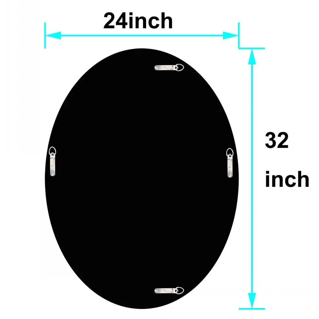 DMDFIRST Crystal Crushed Diamond Oval Shaped Silver Mirror 24x32 inch Frameless Wall Decor - view 7