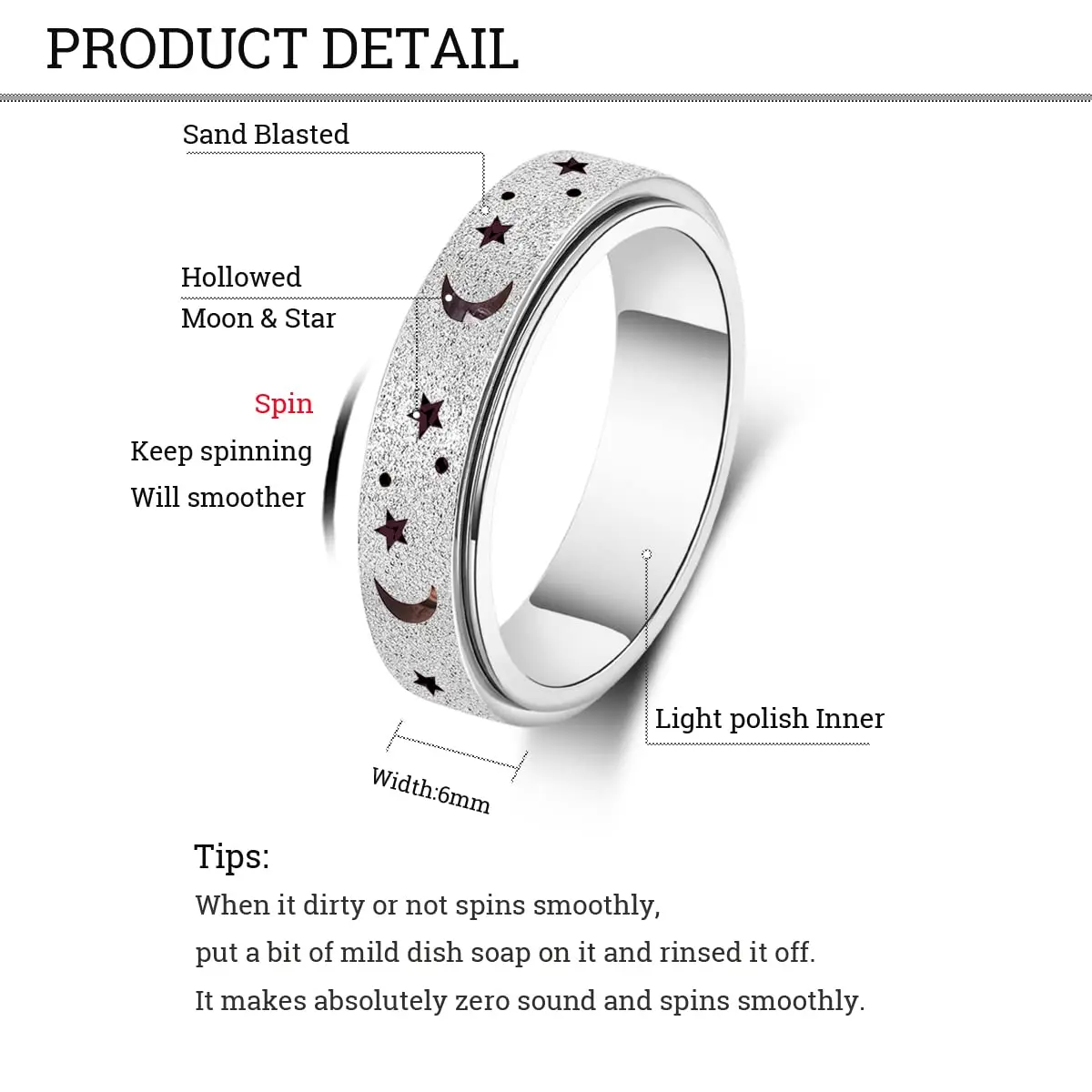 MHWTTY Anxiety Ring Spinner Fidget Toy 8 | Stress Relief for Adults - view 5
