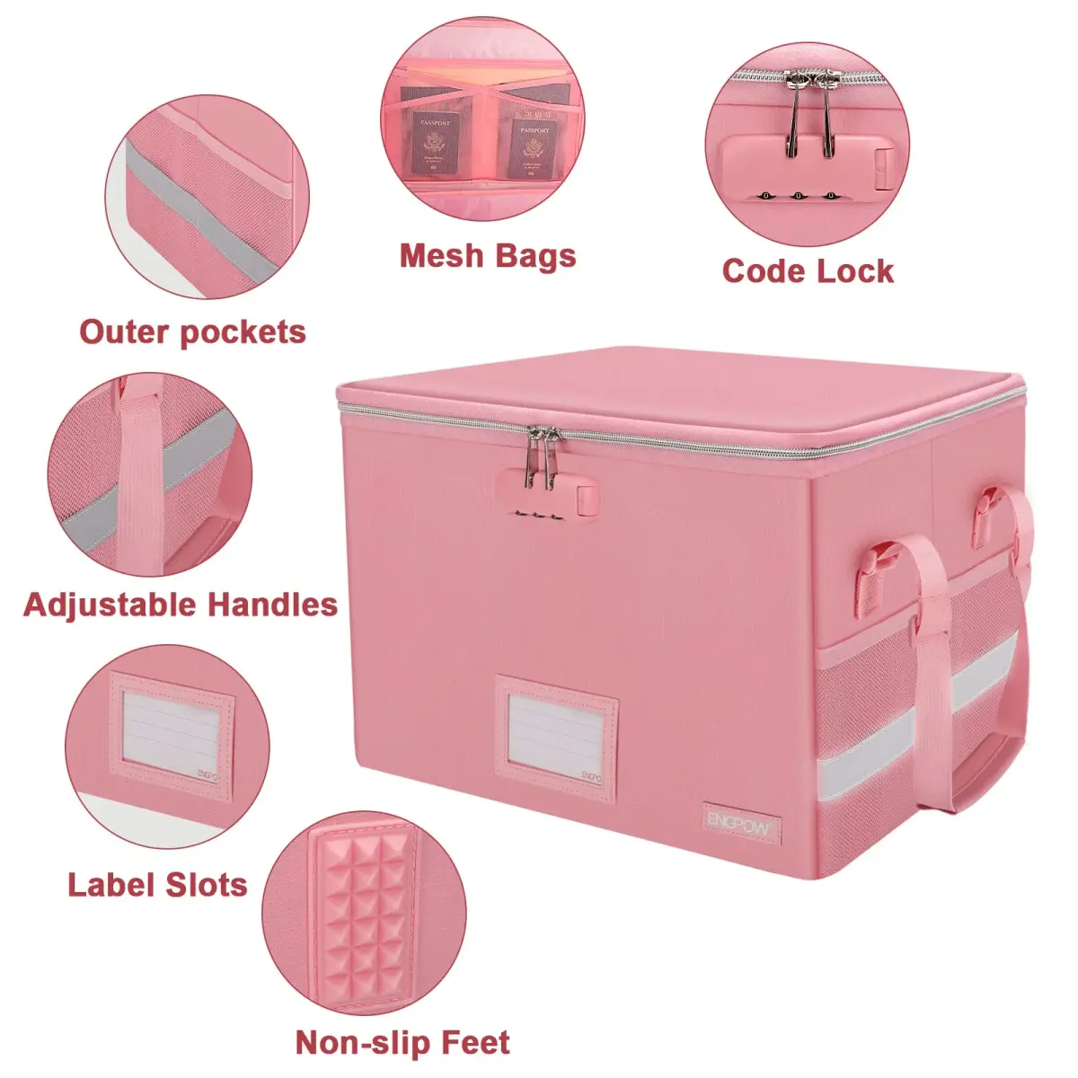 ENGPOW Fireproof Document Box with Lock, Collapsible File Organizer 34L (15.55" x 12.2" x 10") | UL94-V0/5VA Certified - view 4