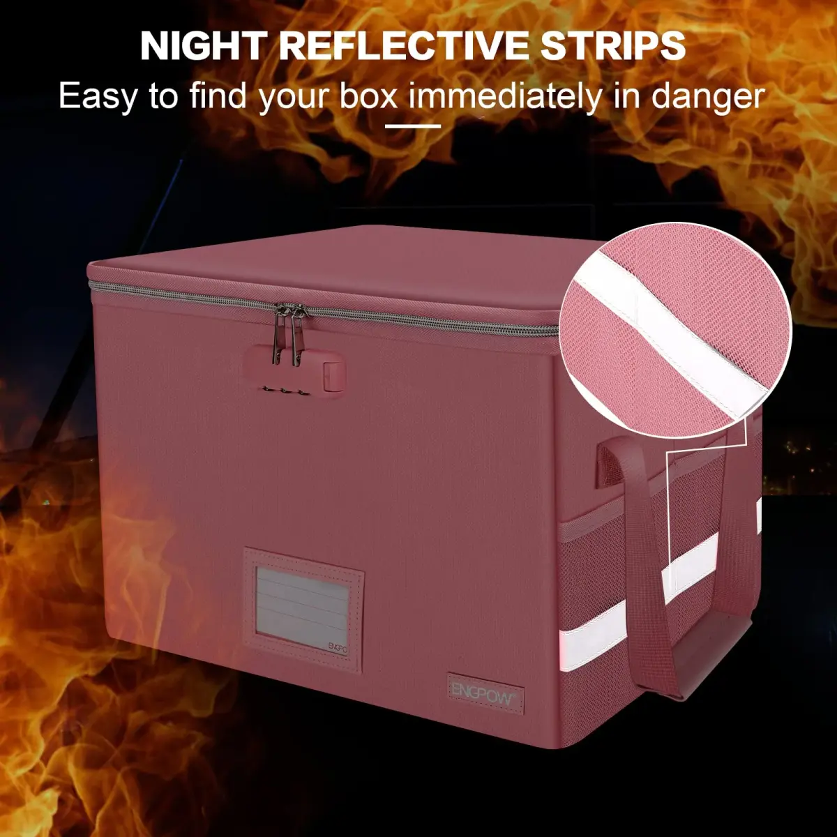 ENGPOW Fireproof Document Box with Lock, Collapsible File Organizer 34L (15.55" x 12.2" x 10") | UL94-V0/5VA Certified - view 8