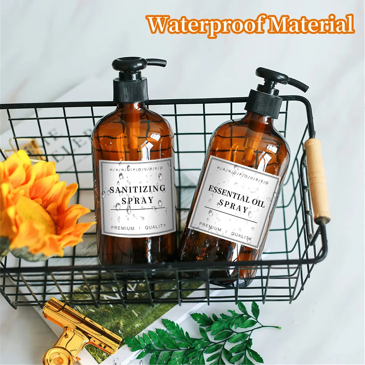 TESWEY Waterproof Label Stickers for Bottles 36PCS | Waterproof & Removable for Bathroom & Kitchen - view 3