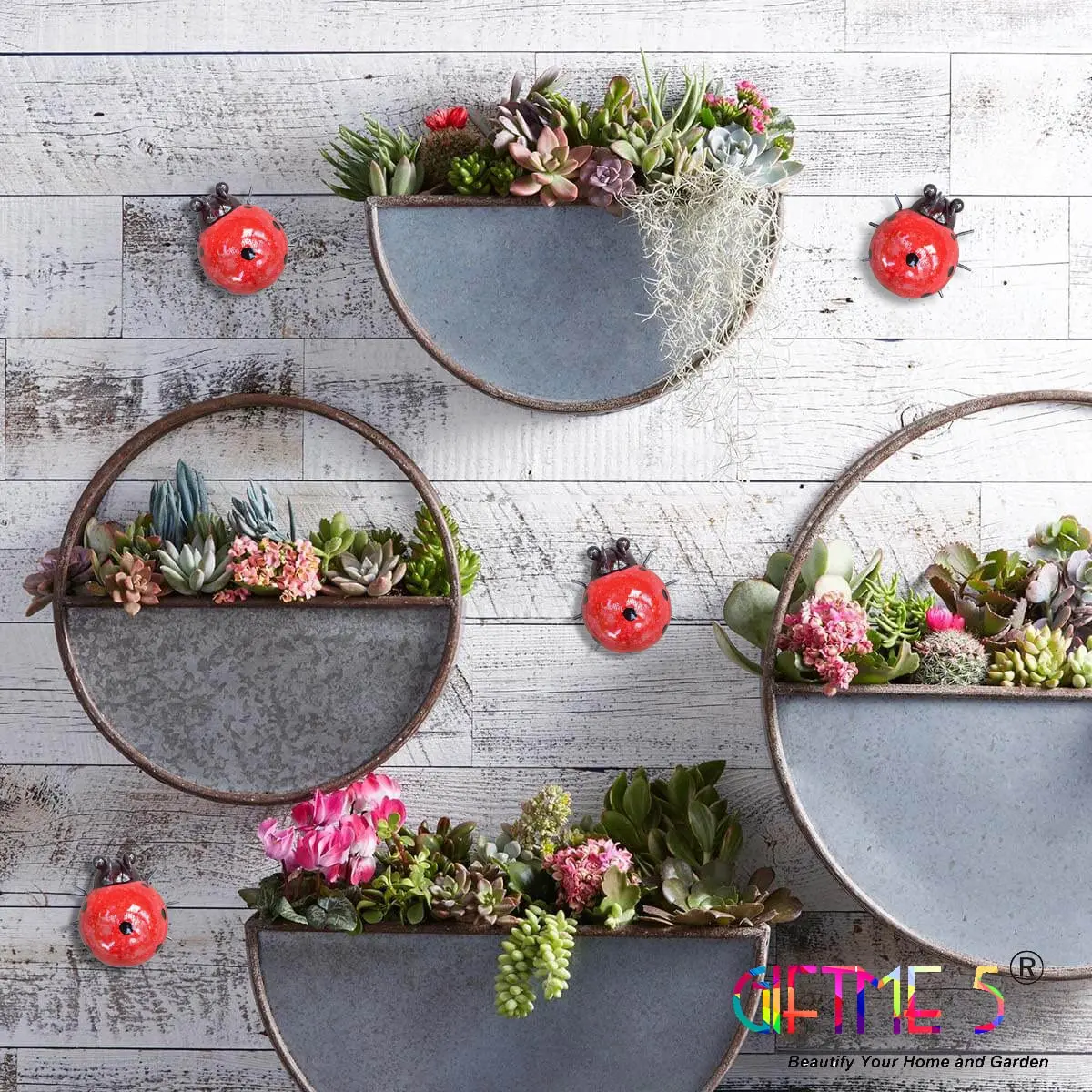 GIFTME 5 Metal Garden Yard Art Ladybugs 4 Pack | Rustproof Outdoor Decor - view 3
