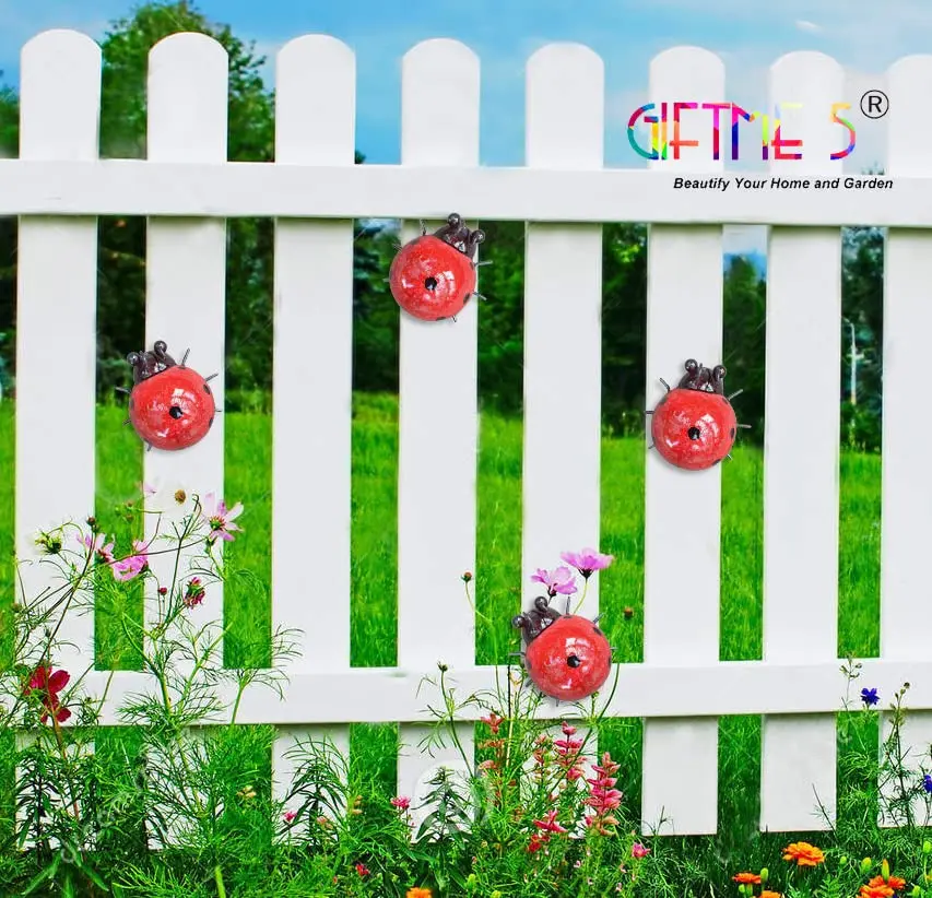 GIFTME 5 Metal Garden Yard Art Ladybugs 4 Pack | Rustproof Outdoor Decor - view 4