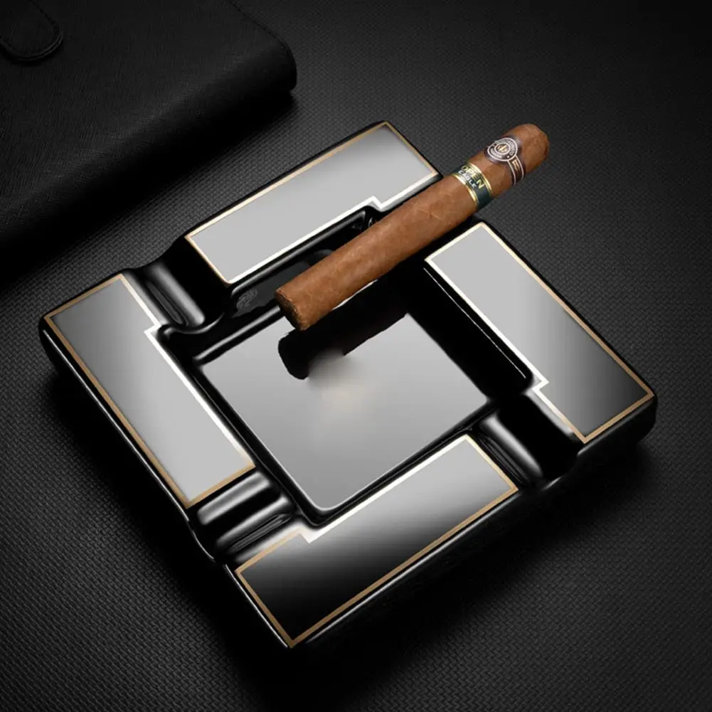 Seliau Large Ceramic Ashtray for Cigars & Cigarettes | Modern Black Design - view 8
