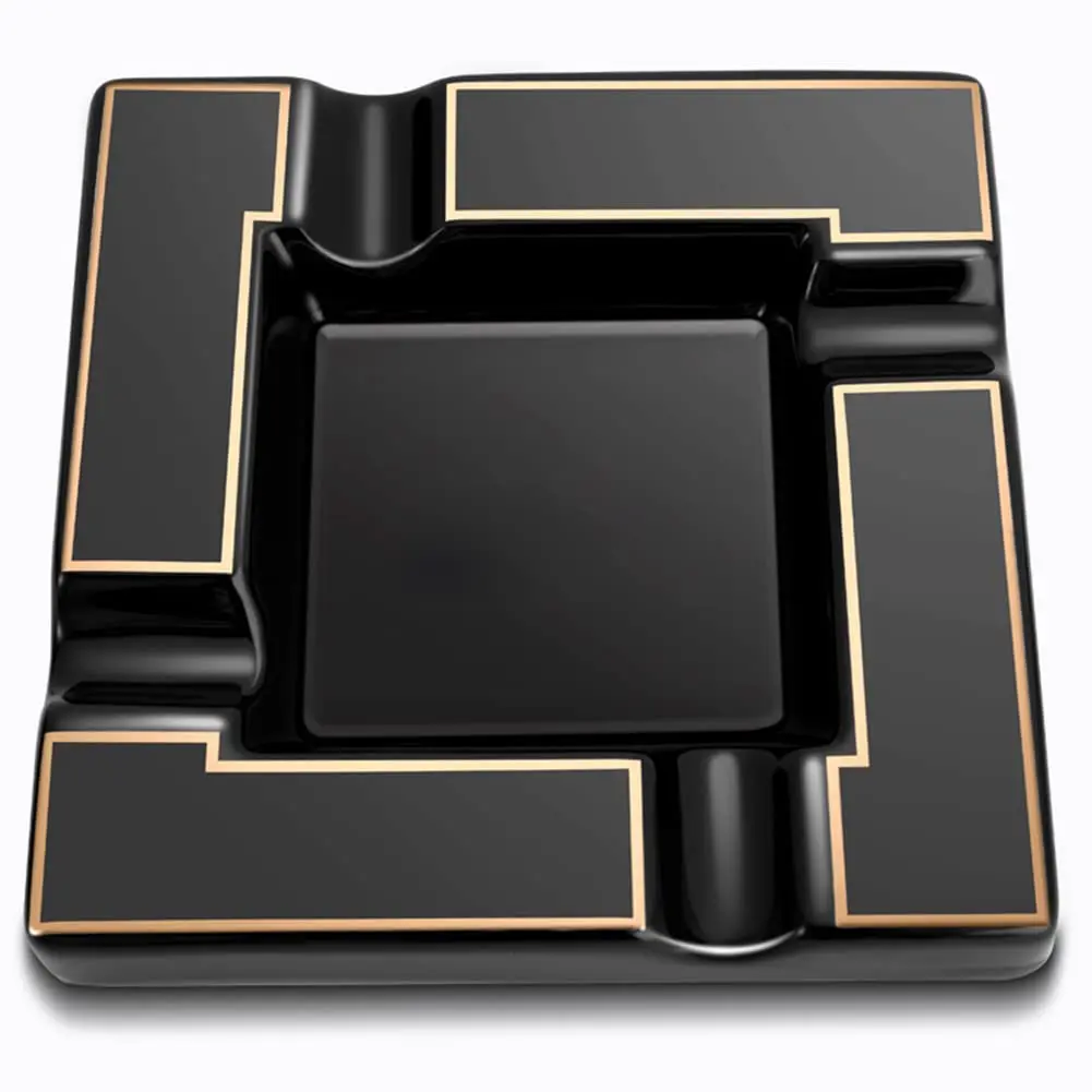 Seliau Large Ceramic Ashtray for Cigars & Cigarettes | Modern Black Design - view 9