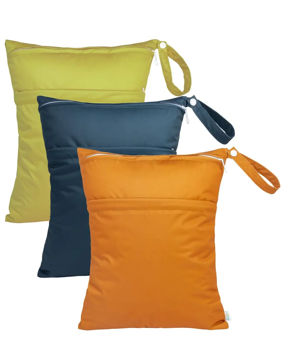 babygoal Wet Dry Bags 3 Pack | Waterproof Cloth Diaper Travel Organizer with Two Zippered Pockets - main product image