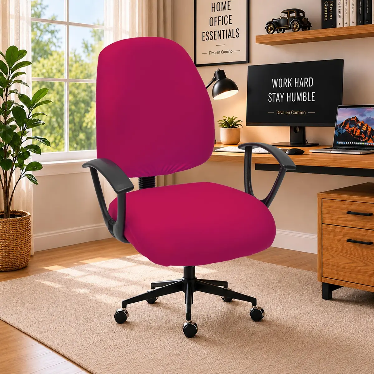 DIVA EN CAMINO DEC Stretchable Office Chair Seat Cover | Washable, Pink, Universal Fit - main product image